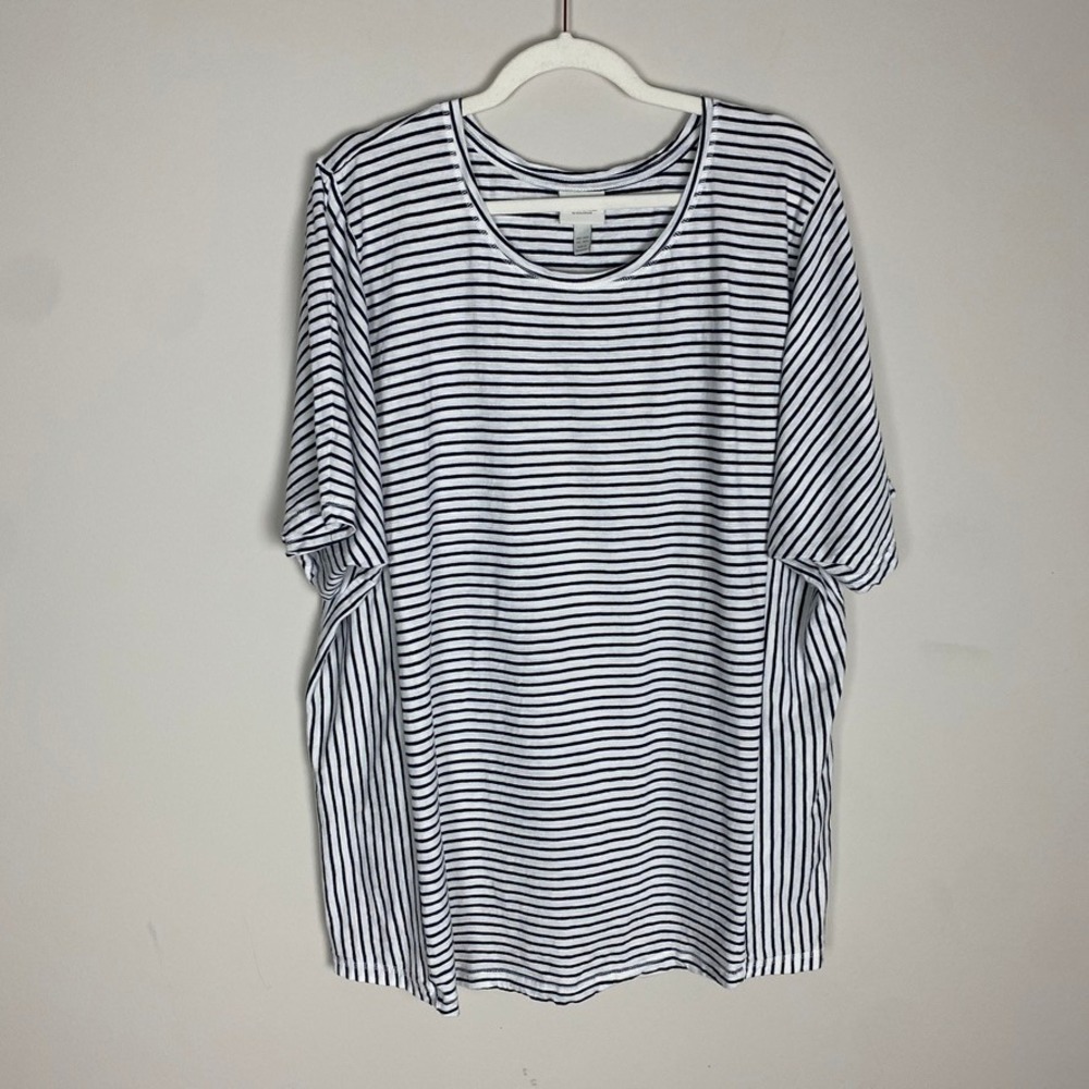 Pure by Ulla Popken Striped T Shirt Size 24/26 Minimalist Relaxed Organic Cotton